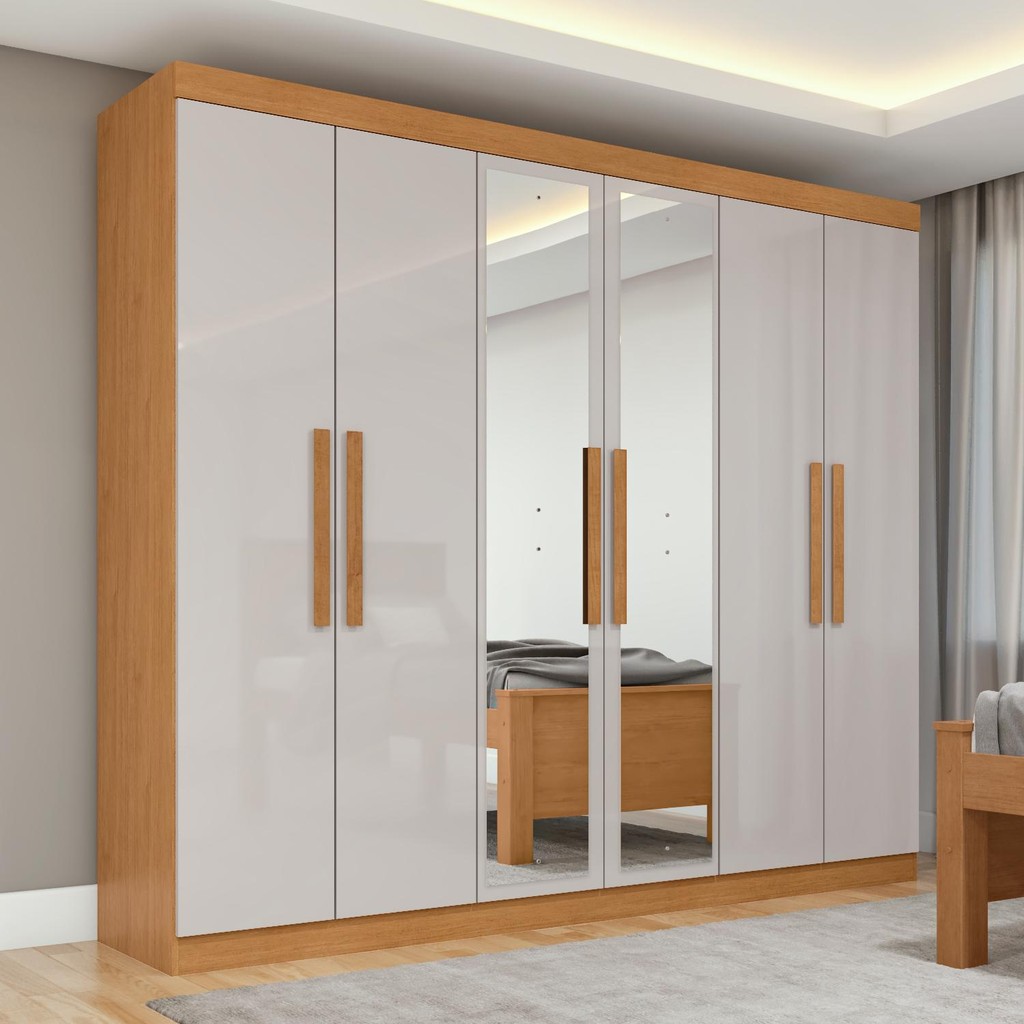 Guarda-Roupa Casal 6 Portas Easy Slim com Espelho 