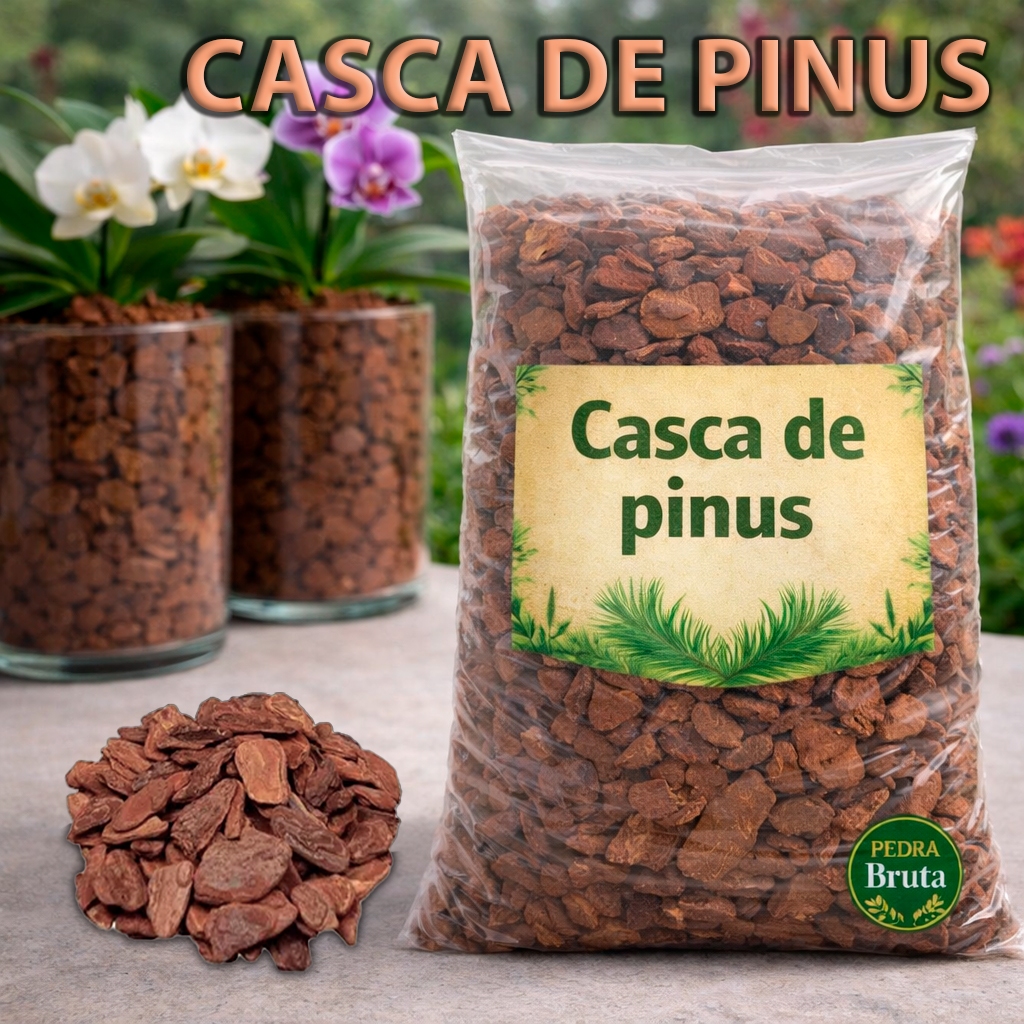 Casca de Pinus Natural Para Jardinagem Paisagismo 