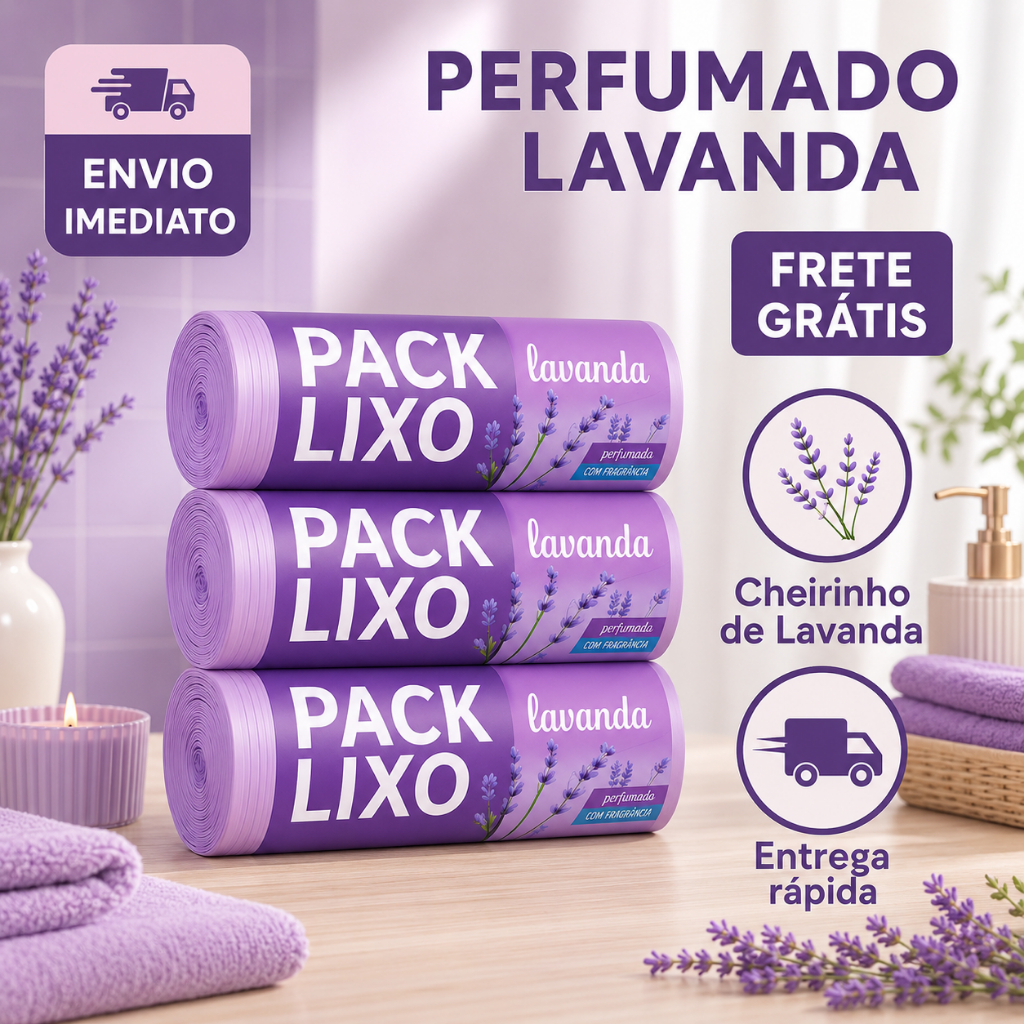 Saco de Lixo Perfumado Lavanda 160 Sacos Para Pia