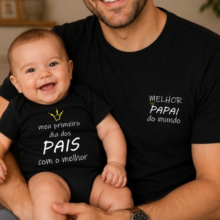 KIT PRIMEIRO DIA DOS PAIS Camiseta Pai e Body Beb