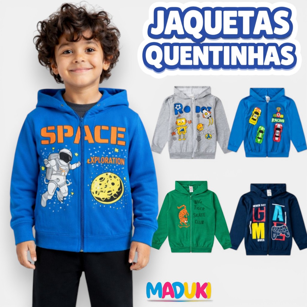 Kit 2 Jaquetas de Moletom Infantil Menino com Zíp