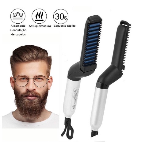 Escova Barba Chapinha Modelador Pente Portatil Par
