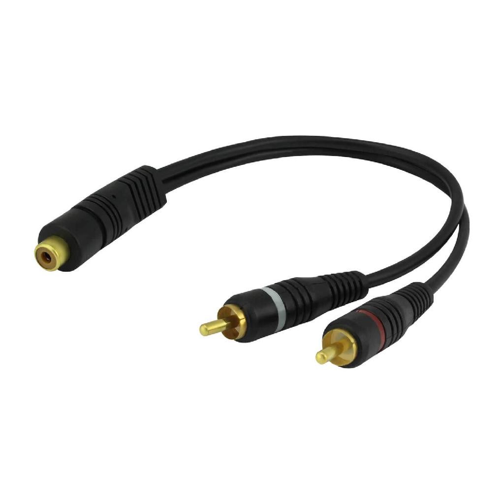 Cabo Y Rca 1 Fêmea 2 Rca Macho 25 cm Módulo Auto