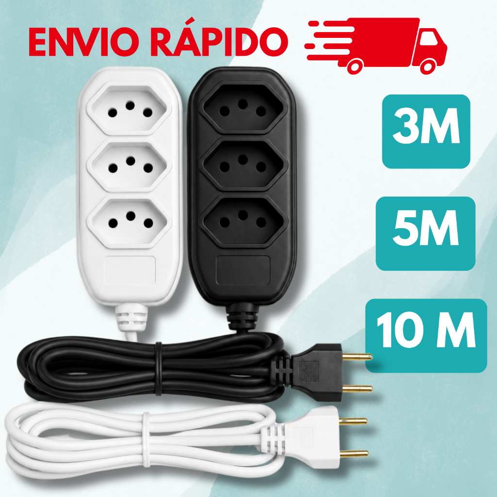 Extensão elétrica de 2, 3, 5 e 10 metros bivolt 