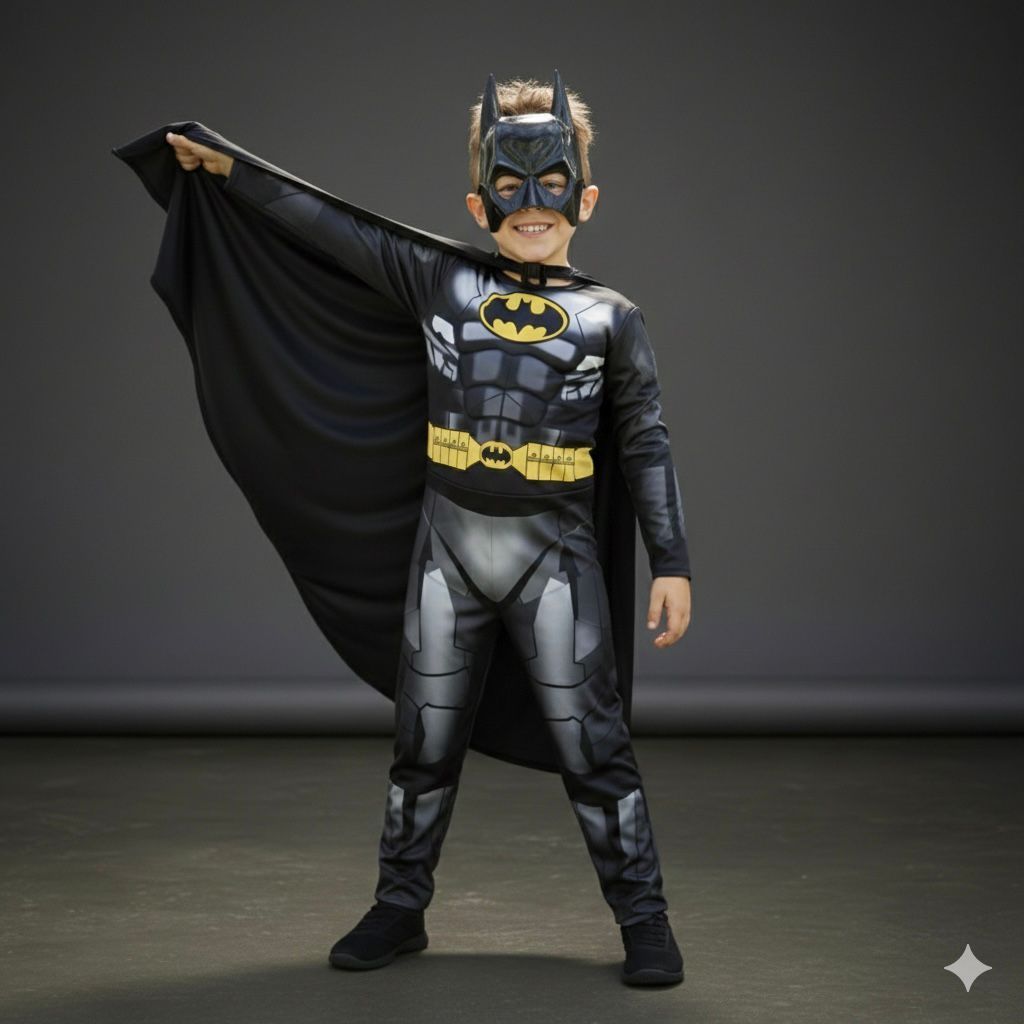 Fantasia Infantil Menino Batman Longa Com Enchimen