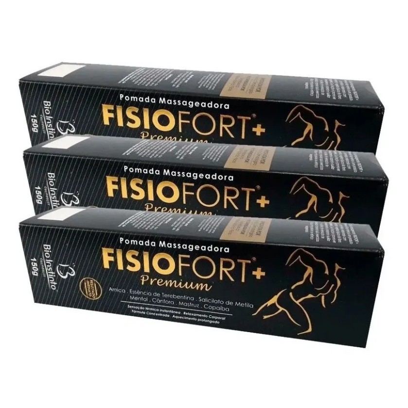 Kit 3 Pomada Fisiofort Premium Preta Dores Muscula