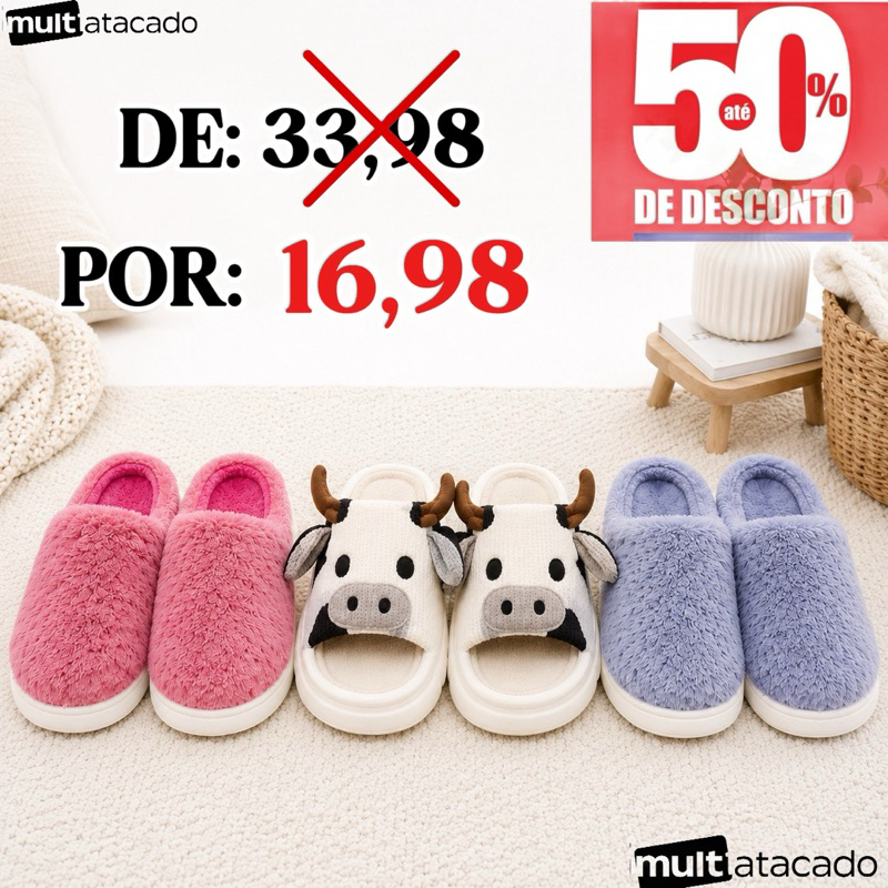 Pantufa Tradicional Masculino e Feminino Chinelo d