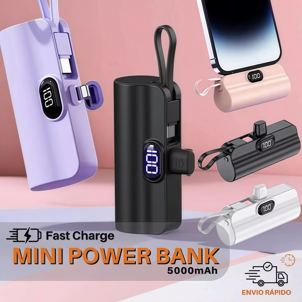 Carregador Mini Power Bank 5000mAh Bateria Sem Fio