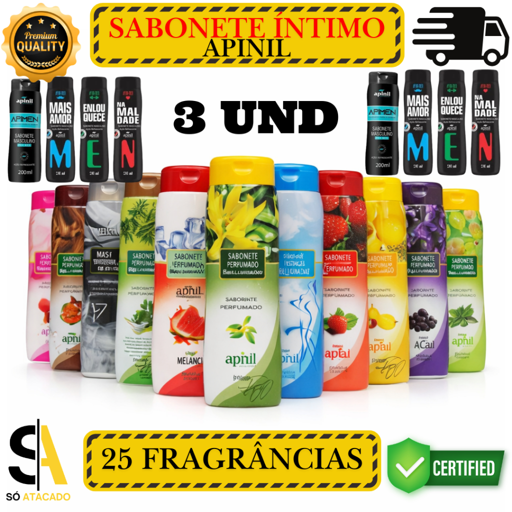 Kit 3 und Sabonete Íntimo Apinil  PODE ESCOLHER &