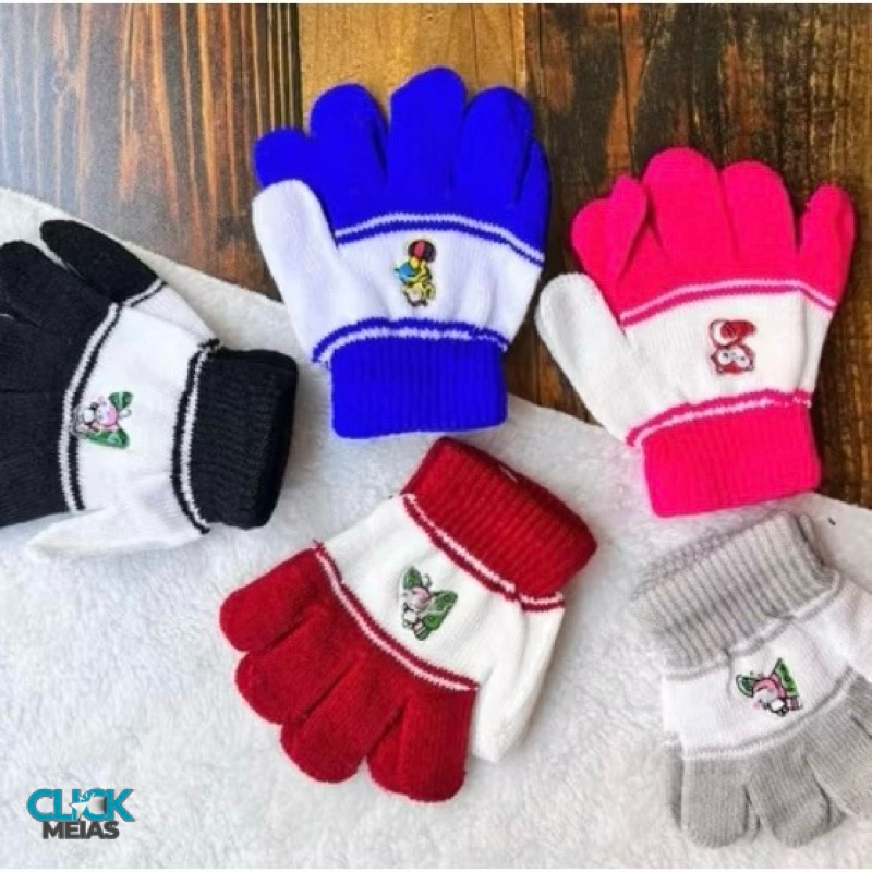 Kit 3 Pares de Luvas Infantil unissex P M G Menina