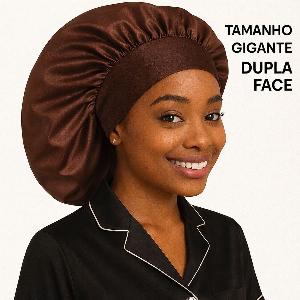 Touca de Cetim Dupla Face Grande Com Faixa Para Ca