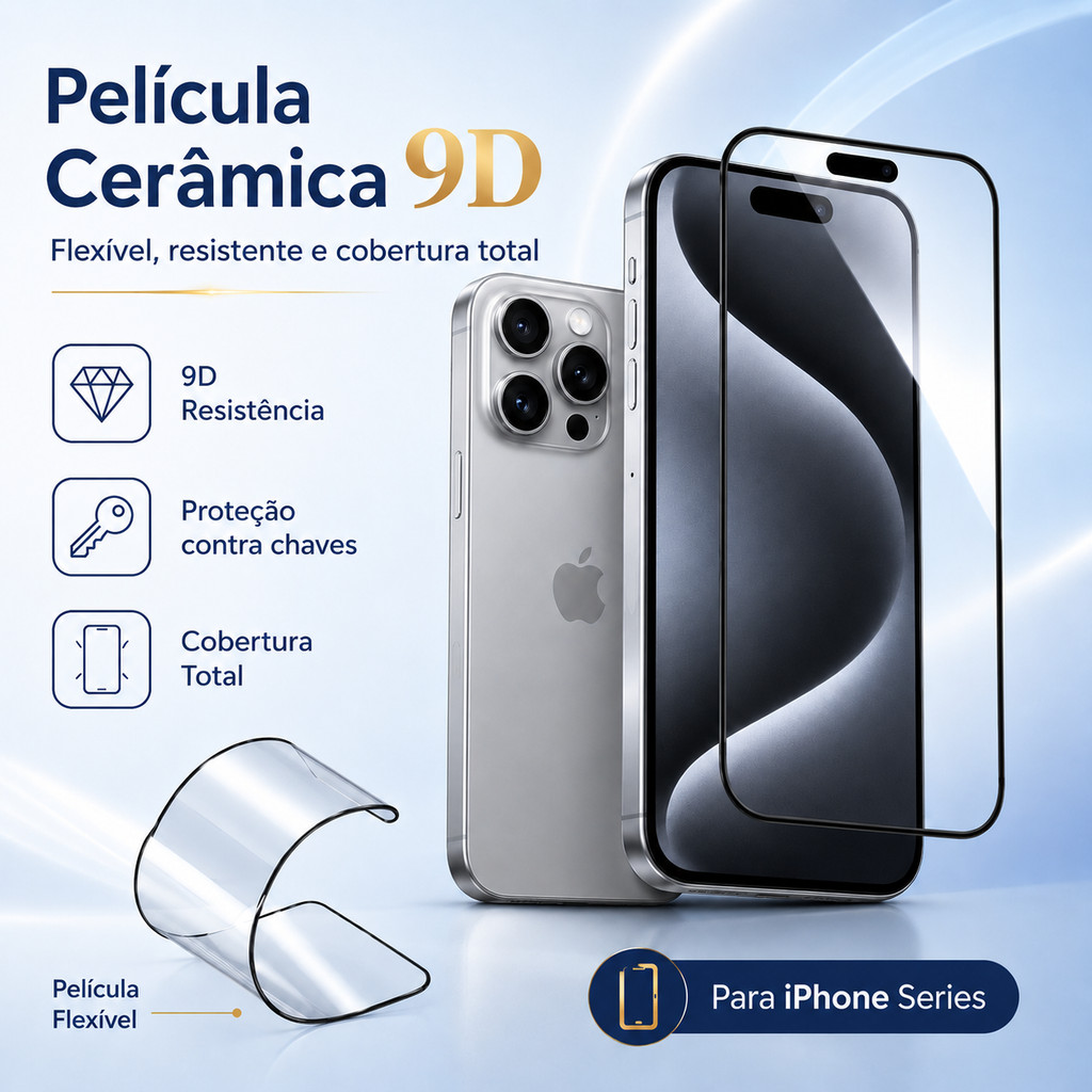 Película Cerâmica 9D Flexível com Borda Preta p
