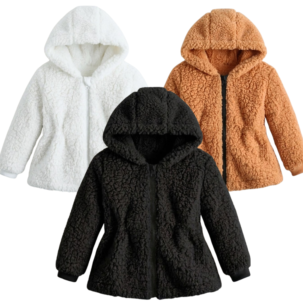 Casaco Teddy Infantil Menina Menino Capuz Touca co