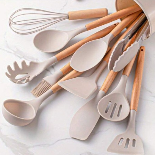 Kit Utensílios de Cozinha em Silicone  7 ou 12 Pe