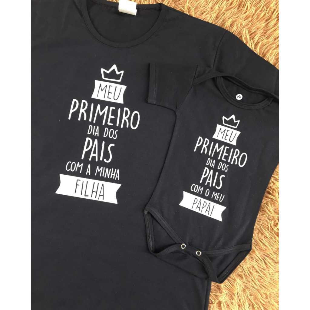 Kit Camiseta e Body Personalizado Meu Primeiro di