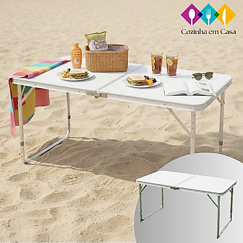 Mesa Dobrável Portátil Vira Maleta Camping Praia