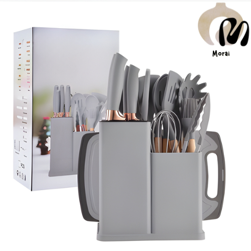 Kit Utensílios de Cozinha 19 Peças  Silicone com