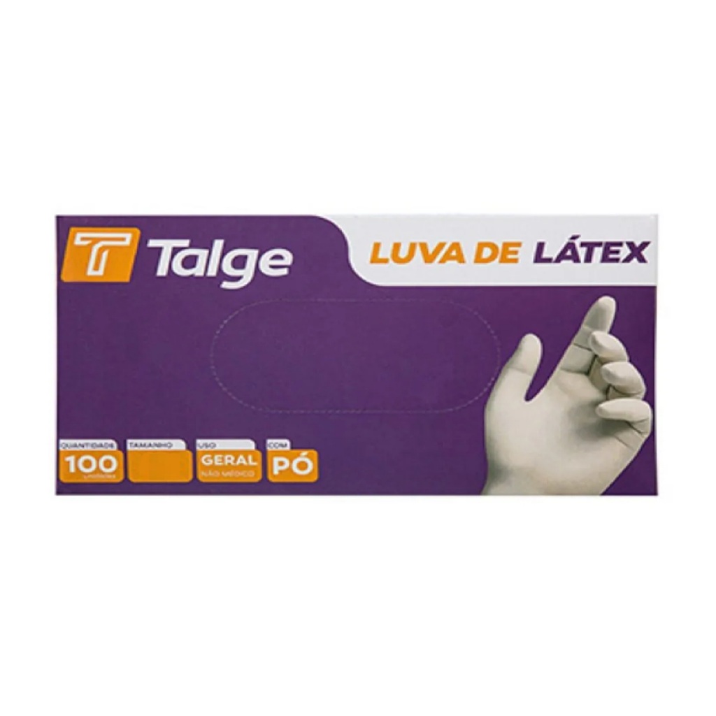 Luva Látex Com Pó Descartável Caixa com 100 Uni