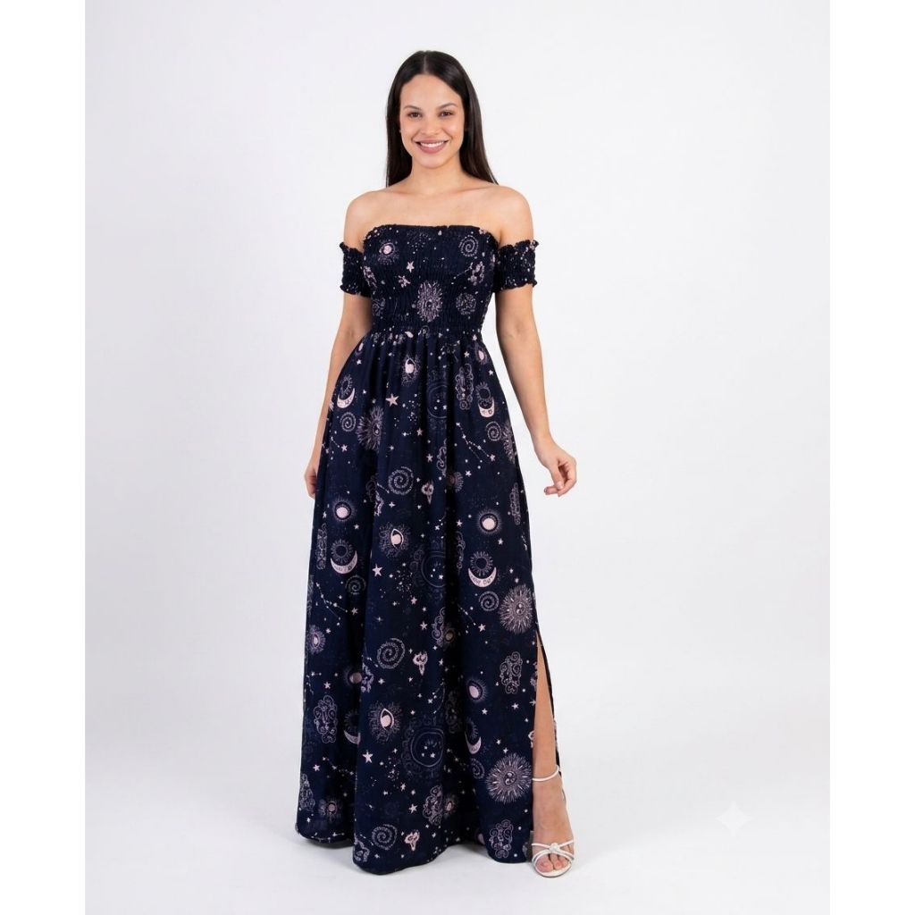 Vestido Feminino Elegante Luxo Estiloso Casual Lon