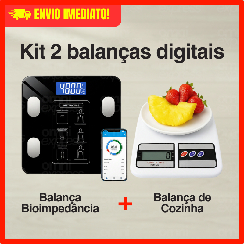 Kit 2 Balanças Digital Cozinha e Bioimpedância P