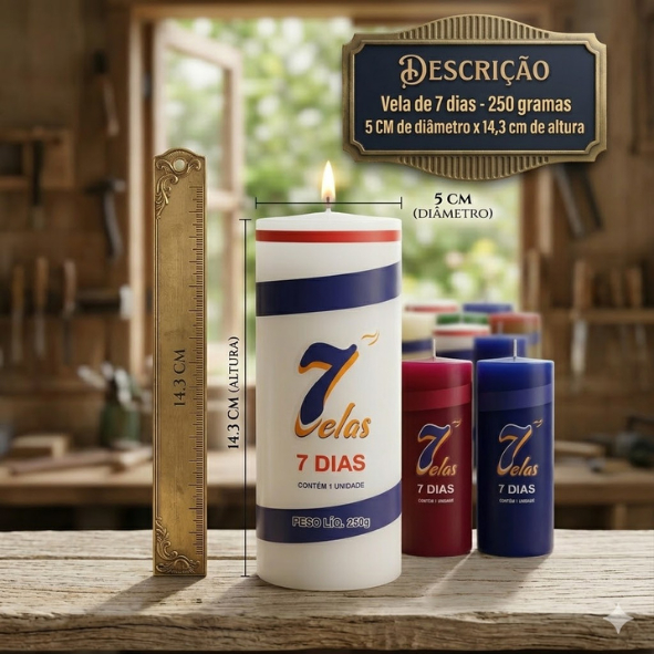 kit c/ 12 Velas de 7 dias 250 g Parafina Pura