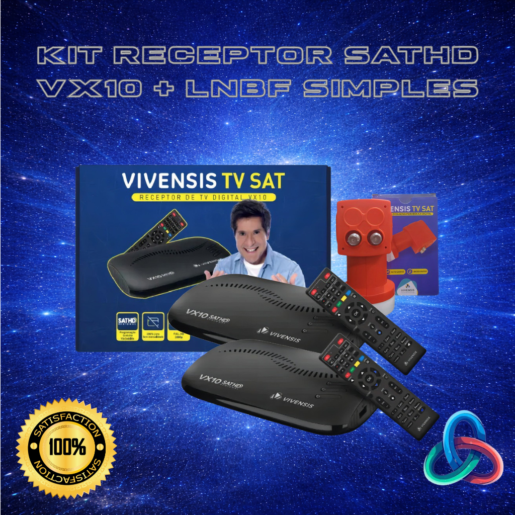 Kit 2 Receptores Digitais Ku Vivensis Vx10 + Lnbf 