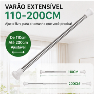 Varão Extensível Ajustável Sem Furadeira em Aç