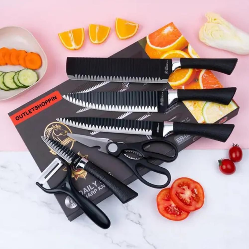 Conjunto De Facas Inox 6 Peças Antiaderente Com C
