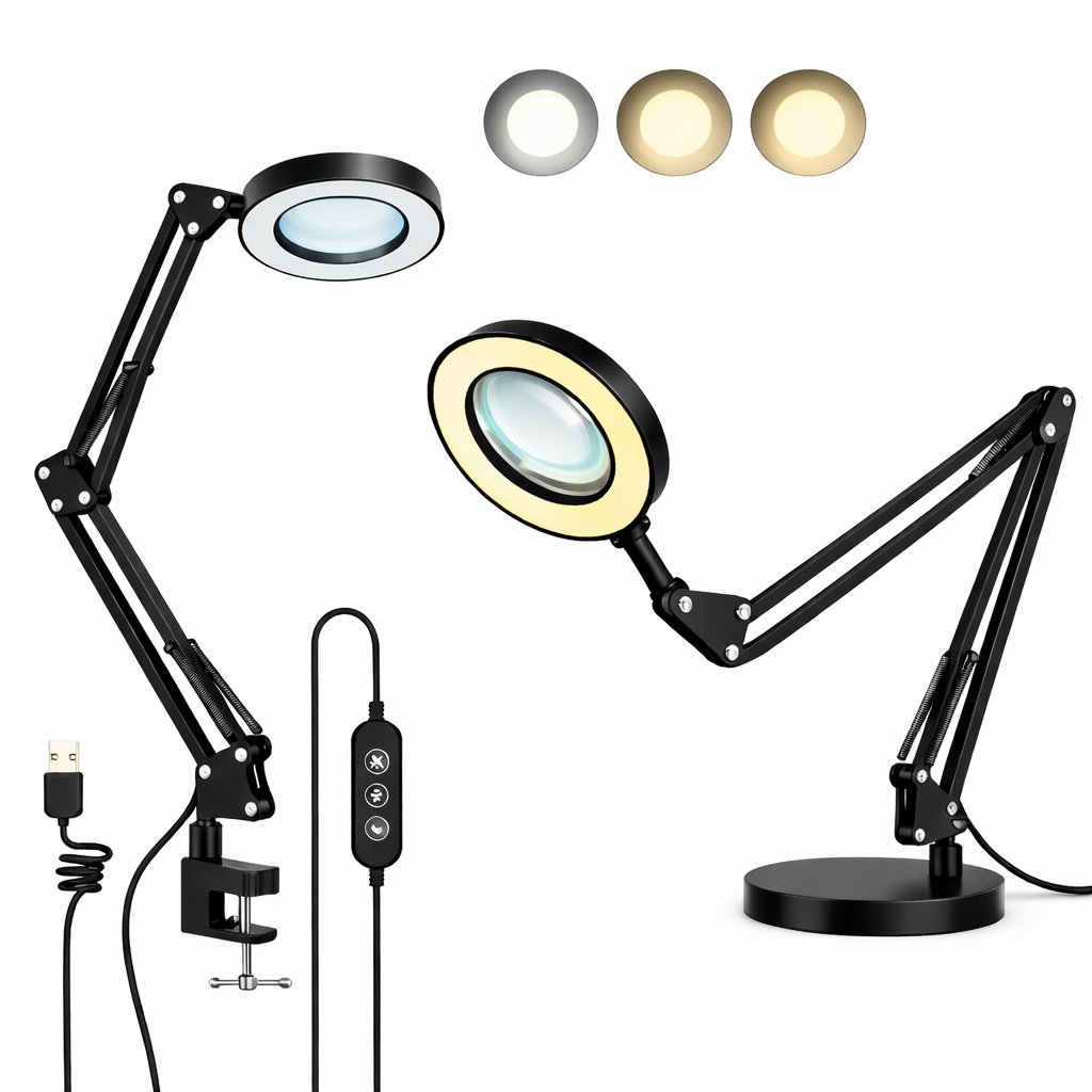 Luminária Ring Light com Lupa Aumento Led Embutid