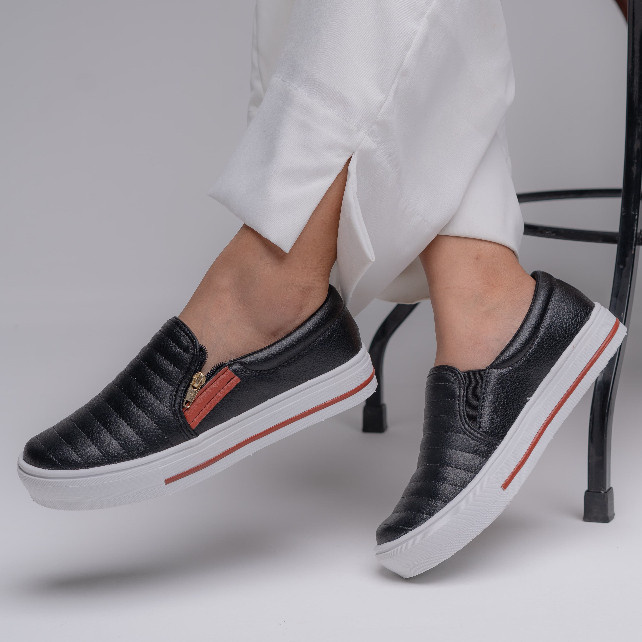 Tênis Feminino Preto Sapatênis Sapatilha  Slip O