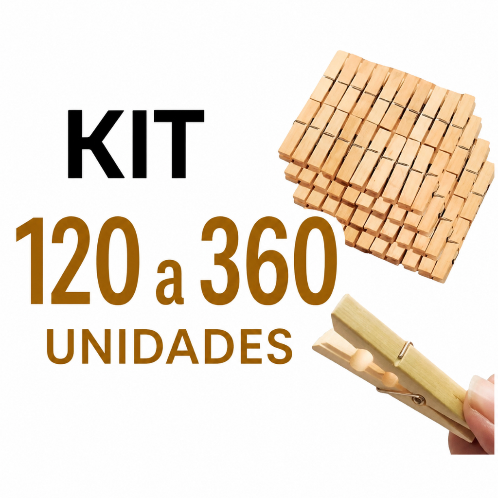 Kit 360 Prendedor Grampo De Roupas Madeira Embalag