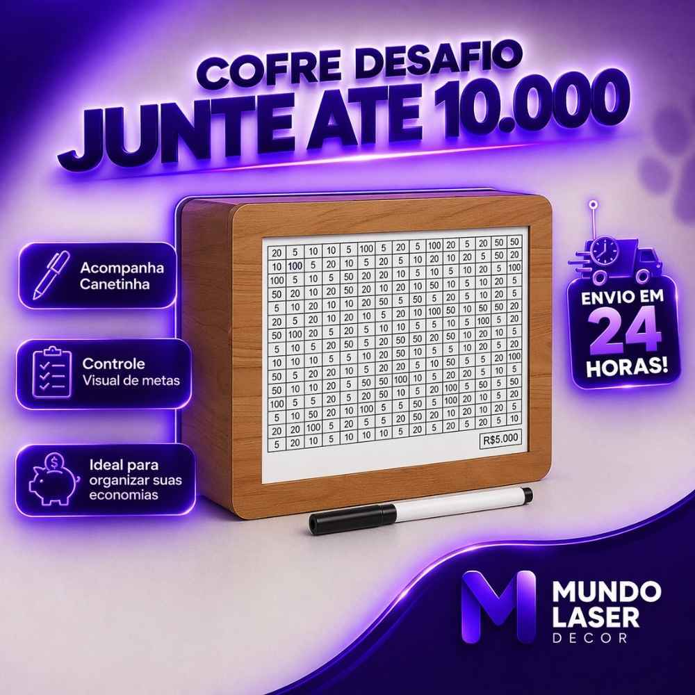 Cofre Desafio 1Mil/5Mil/10Mil Caixa de Dinheiro /M