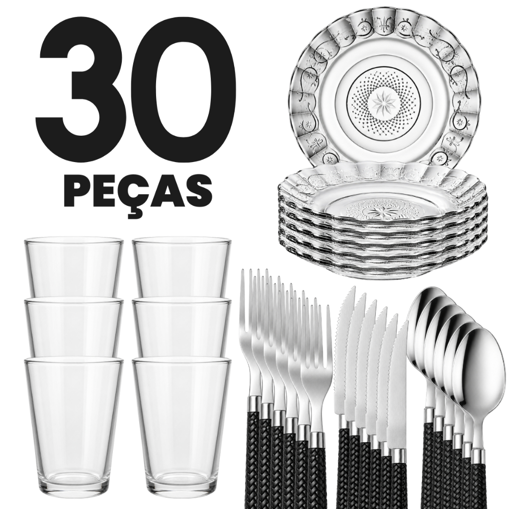Aparelho de Jantar 30 peças – Prato + Copo 