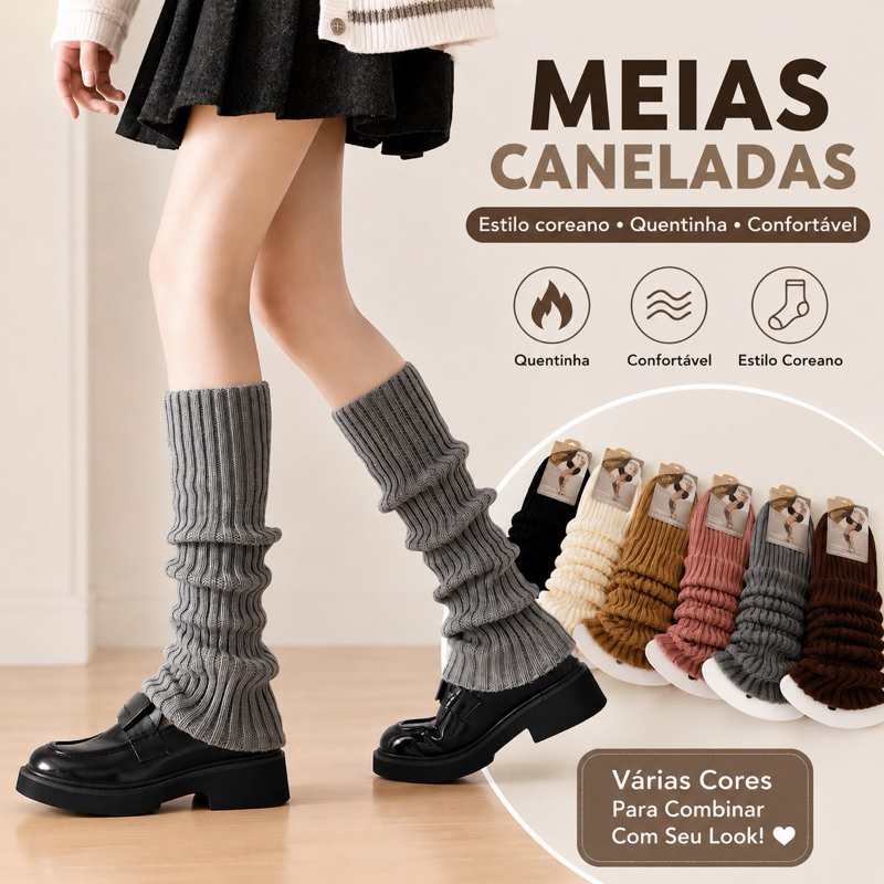 Polaina Meias Caneladas Fitness Sem Pés Ballet Ac