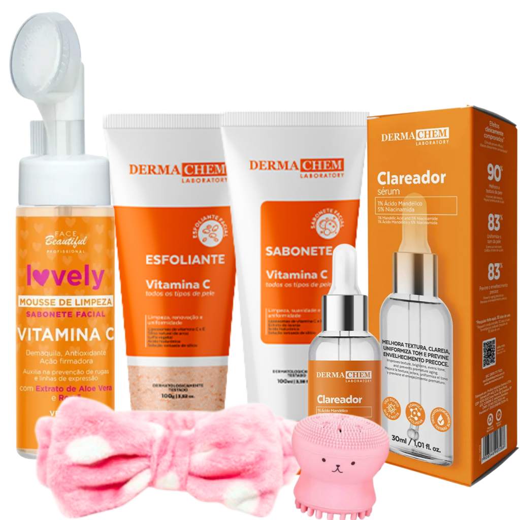 Kit skin care vitamina c limpeza de pele completo 