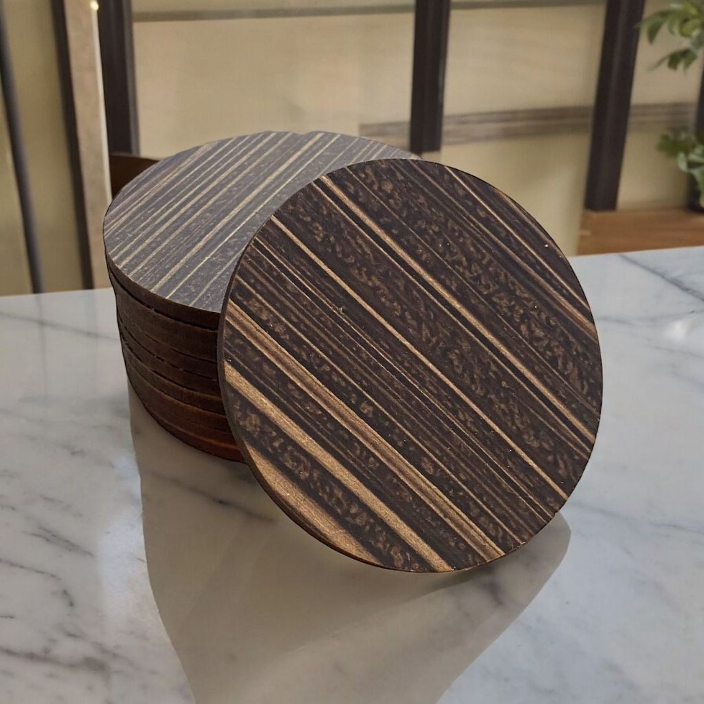 Bolacha Porta Copo Madeira Kit com 10 Peças Artes