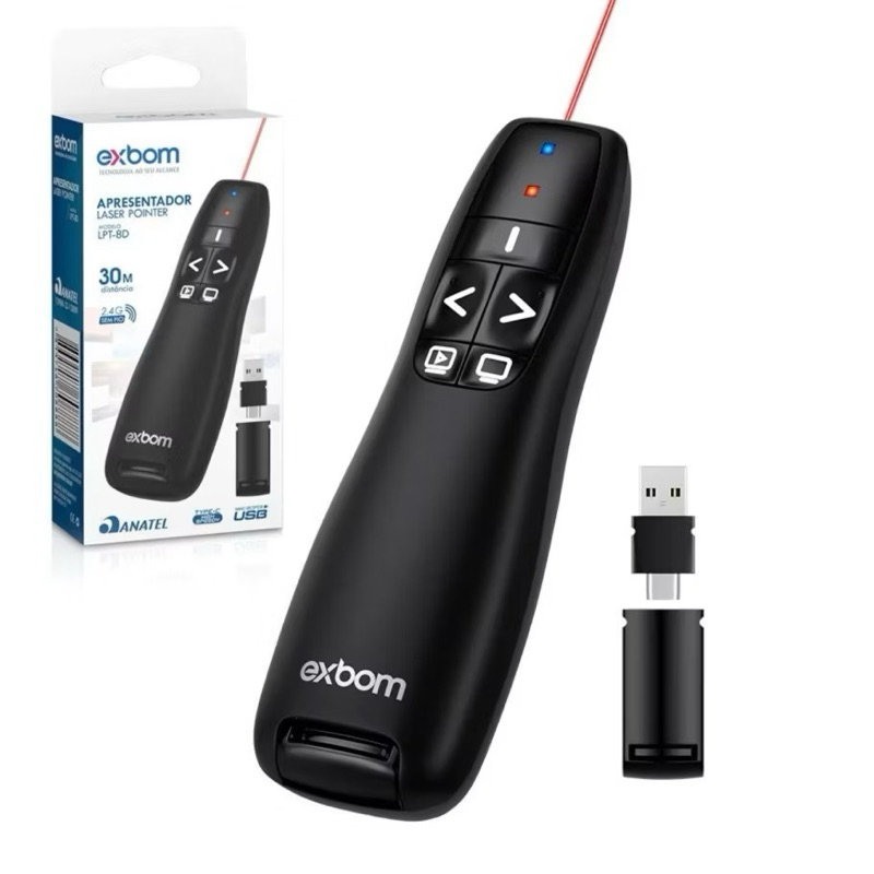 Apresentador Sem Fio com Laser Pointer Exbom LPT-8