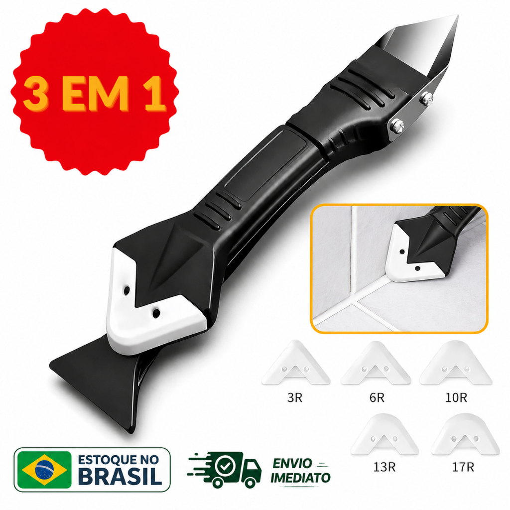Espátula 3 em 1 para Aplicar e Raspar Rejunte Sil