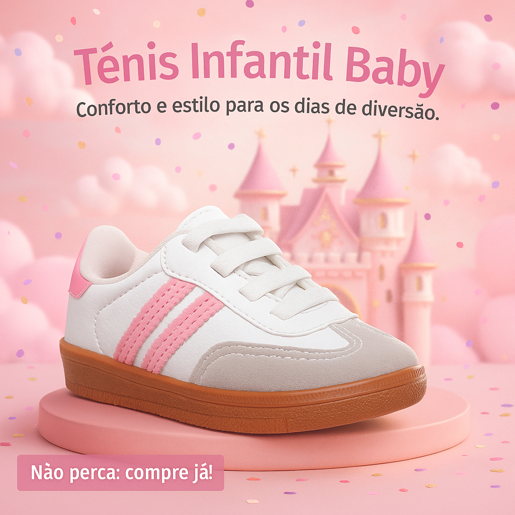 Tênis Baby Menina Rosa Casual Leve  Conforto e Es