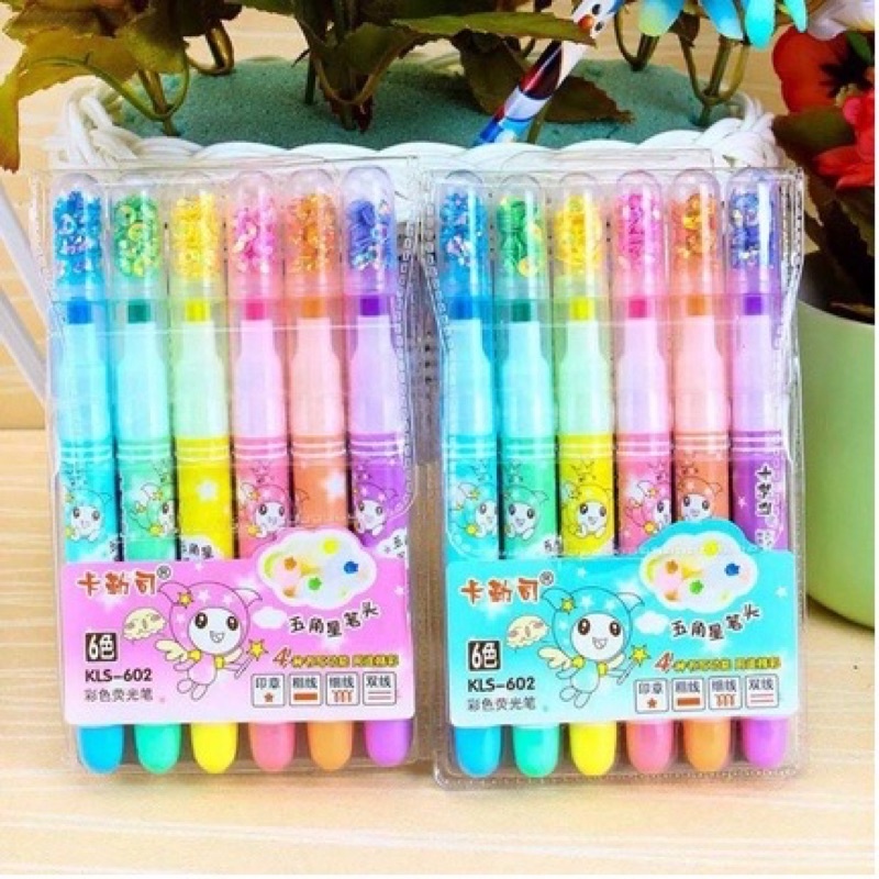 KIT COM 6 Marca Textos com Ponta de Estrela / Cari