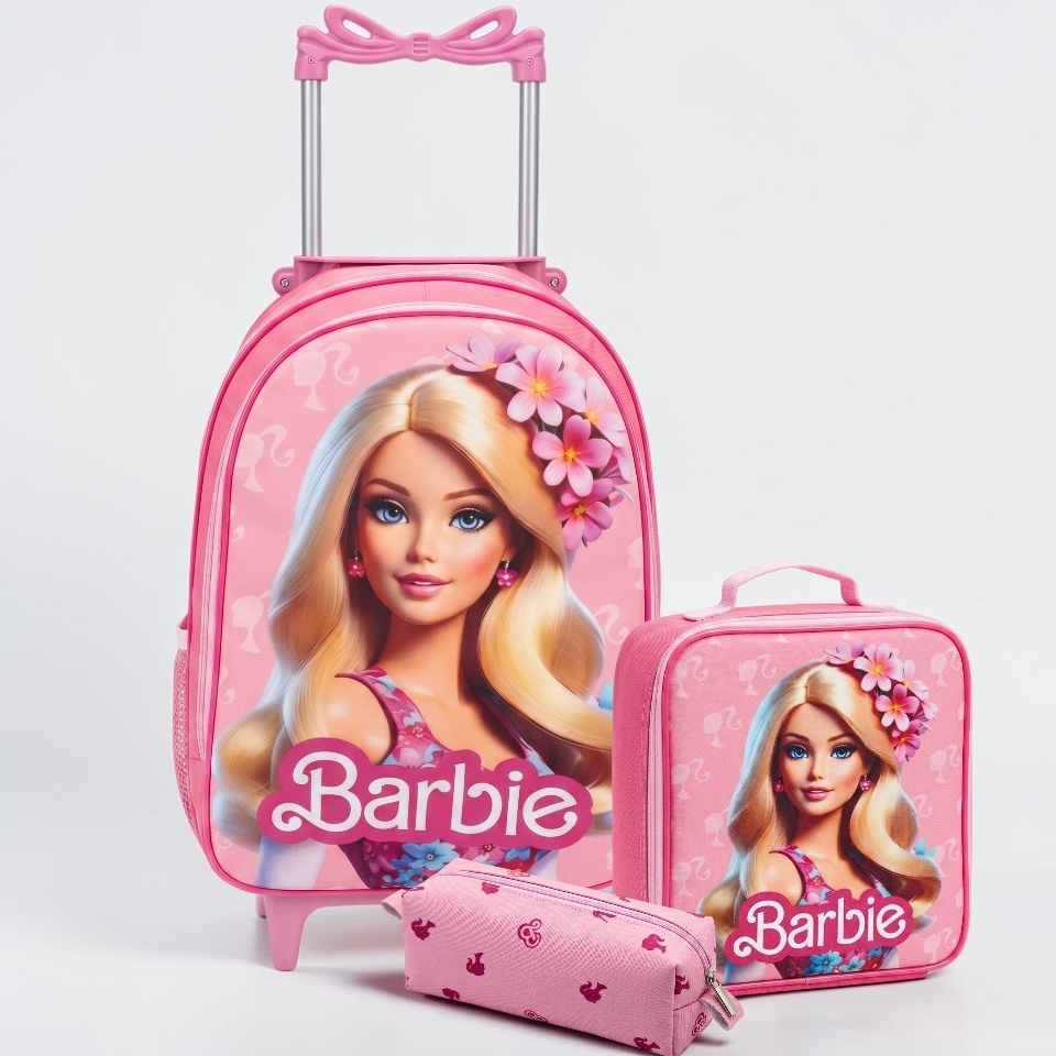 Mochila Infantil Rodinha Feminina + Estojo + Lanch