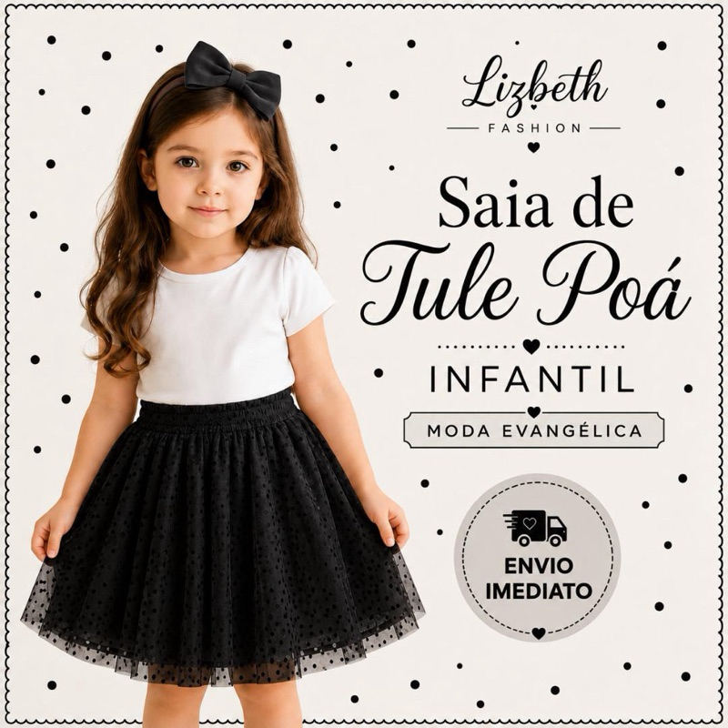 Saia tule infantil moda evangélica menina