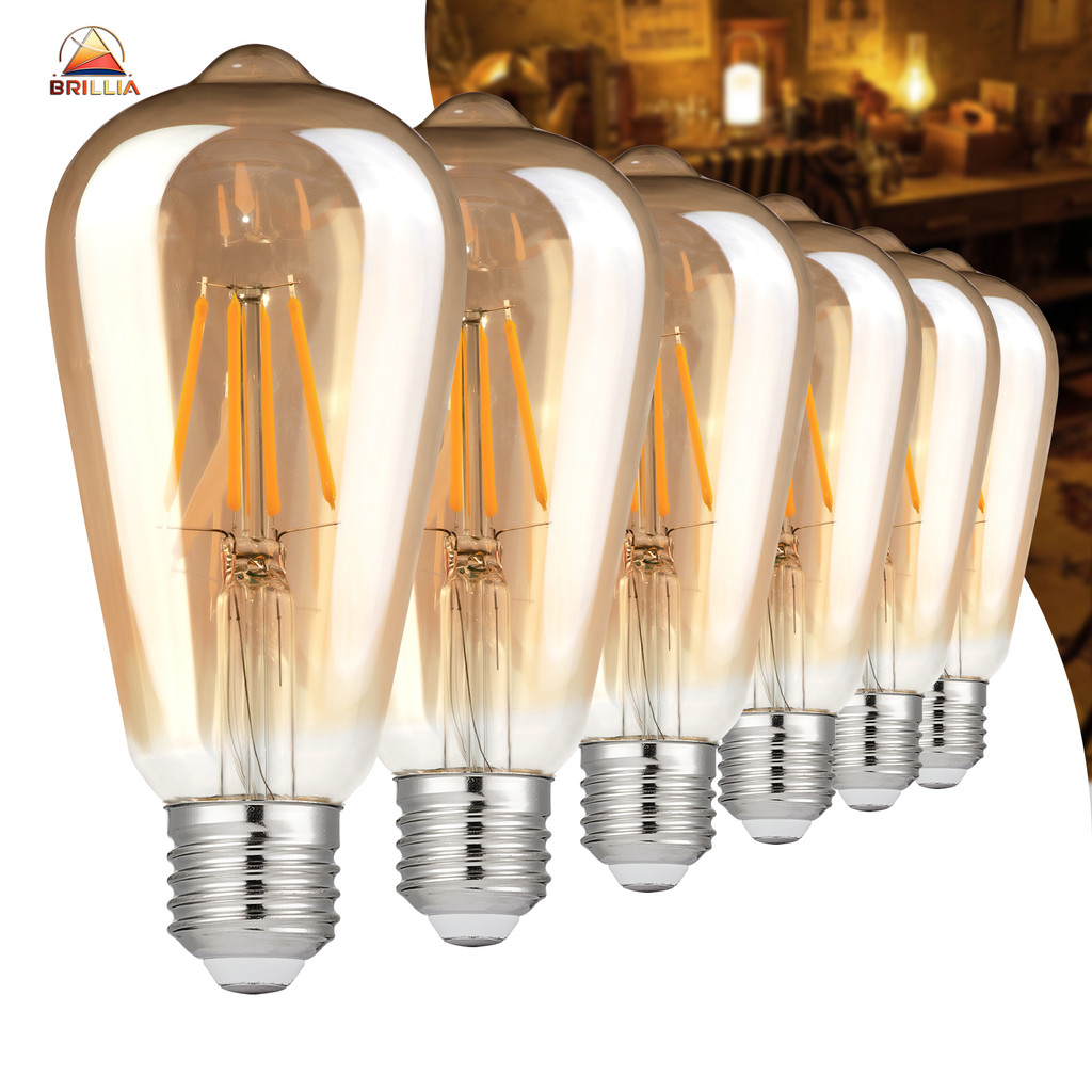 KIT 2 a 6 Lâmpada Filamento LED ST64 4W  E27 Âmb