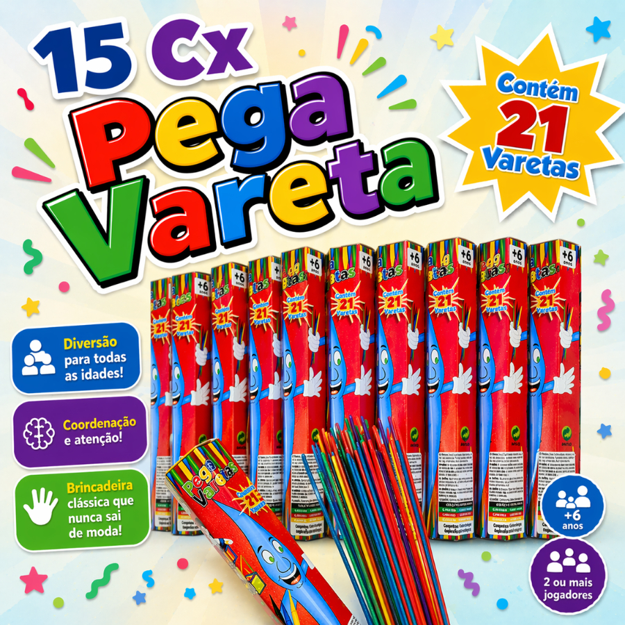 15 Jogo Pega Vareta Brinquedo Educativo p/ Kit Fes
