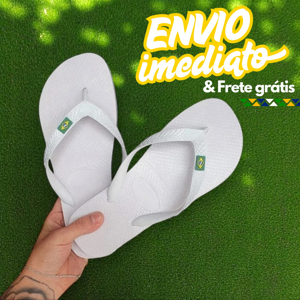 Chinelo Brasil Masculino Adulto e Infantil Branco 