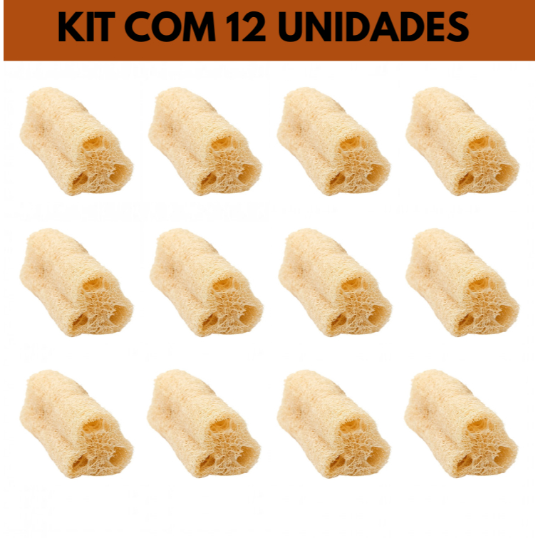 Kit Com 12 Bucha Esponja Vegetal Natural Ecológic