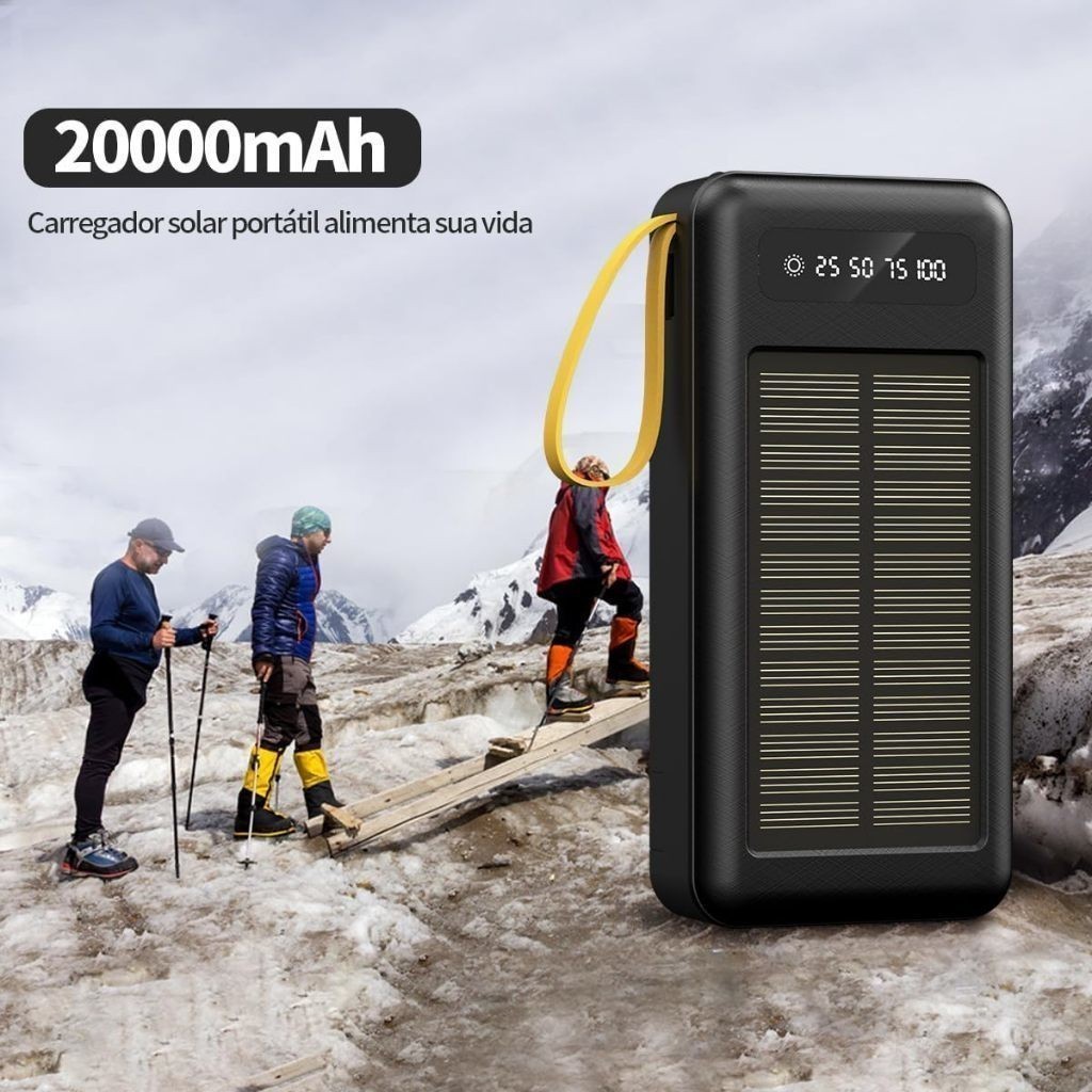 Carregador Portátil Power Bank Solar 20.000mah Co