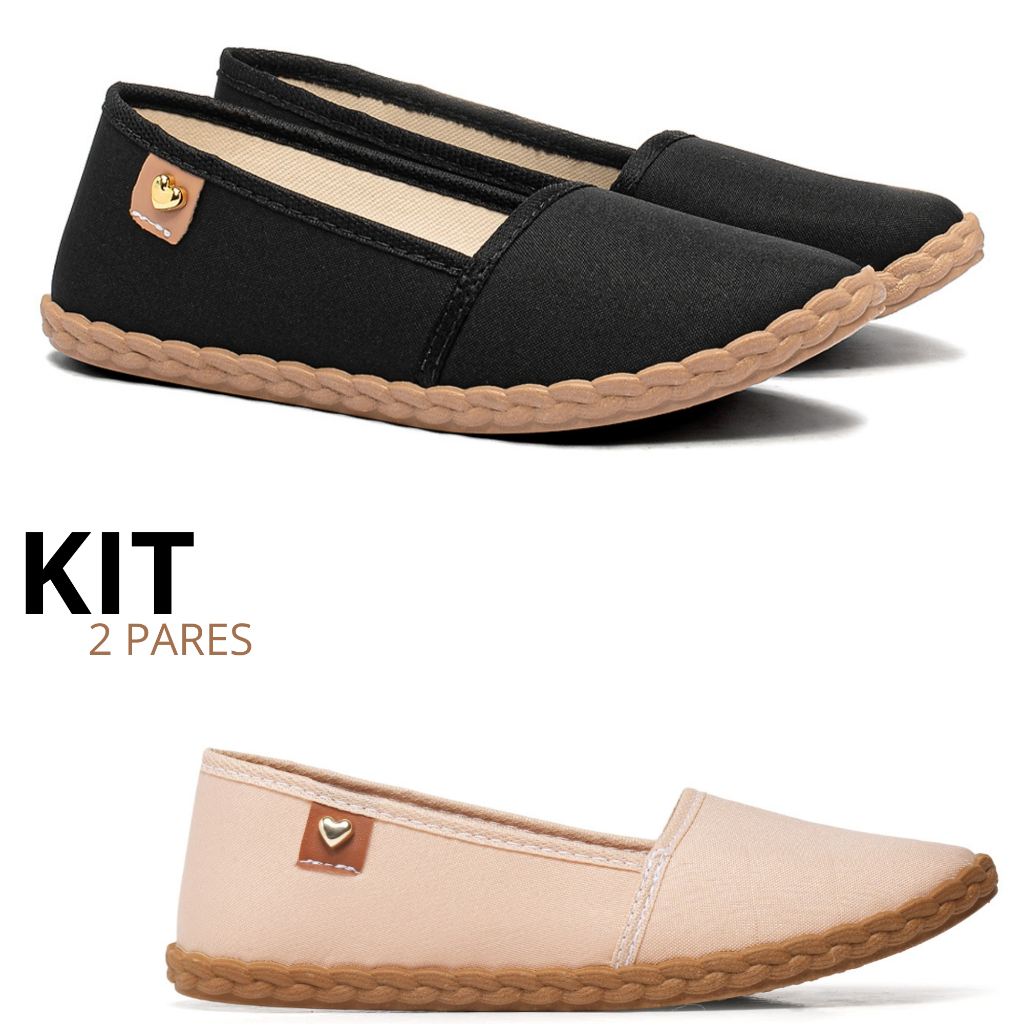 Combo 1 e 2 Pares Sapatilha Feminina Leve Antiderr
