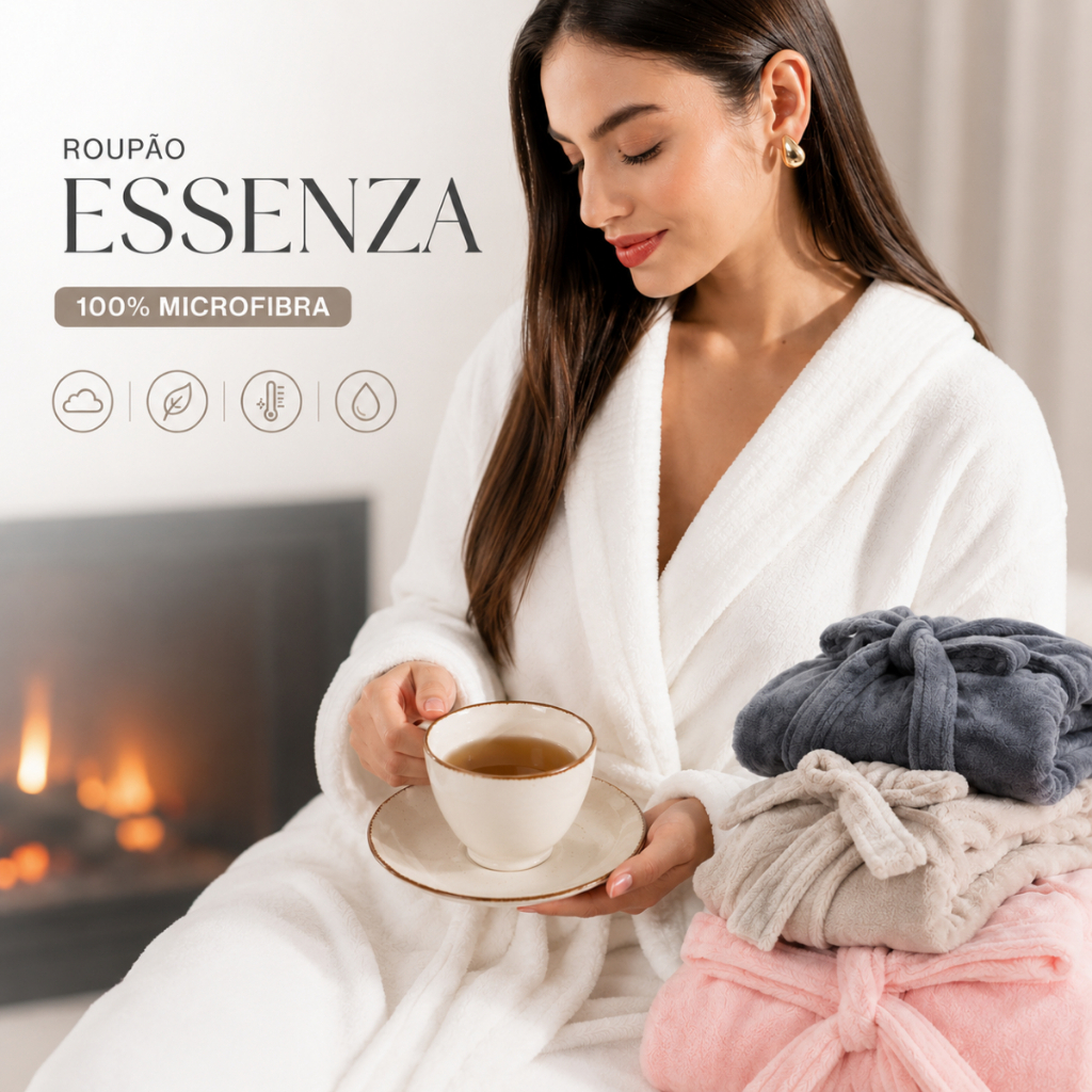 Roupão Essenza Microfibra Extra Macio Com Bolsos 