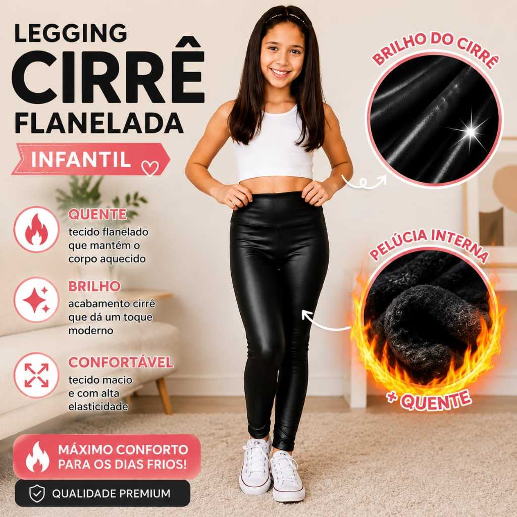 Legging Cirrê Infantil Térmica Flanelada Pelucia